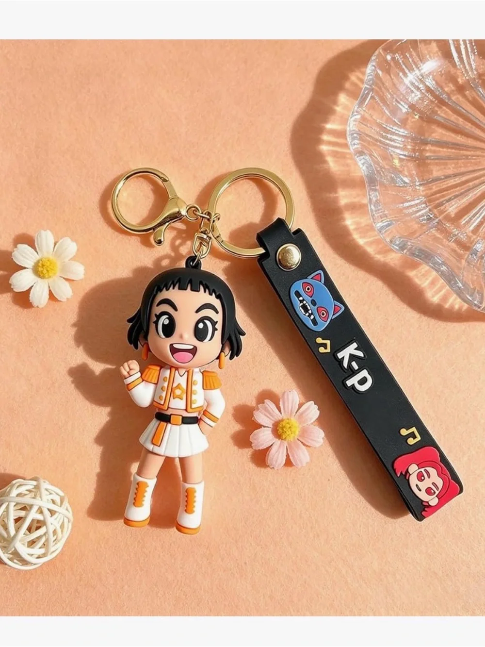 Orange Cartoon Character Kids Backpack Keychain Charm